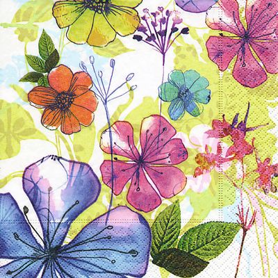 IHR Ideal Home Range Party Napkins Disposable 3-Ply Paper Lunch Napkin Pack, 6.5" x 6.5", Periwinkle Pastiche, 20-Count