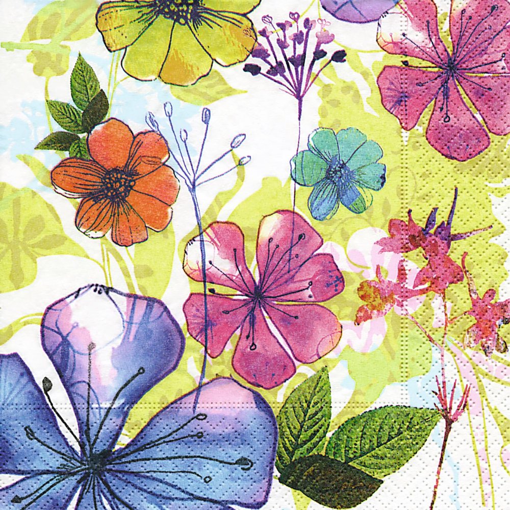 IHR Ideal Home Range Party Napkins Disposable 3-Ply Paper Lunch Napkin Pack, 6.5" x 6.5", Periwinkle Pastiche, 20-Count