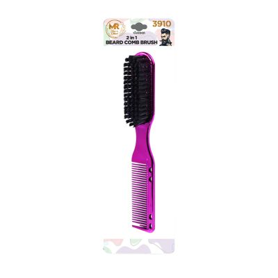 2-in-1 Beard Comb and Brush Multi-Functional Grooming Tool - 3910 (Pink)