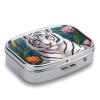 White Tiger Pill Organizer Cute Pill Box Decorative Metal Pill Case Portable Vitamin Organizer Travel Medicine Holder Mini Pill Storage Container for Purse view 3