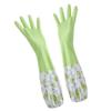 HAPINARY Thickened Fleece-lined Dish Washing Gloves for Kitchen Cleaning Winter Household Washing Gloves with Cuff Green Non-slip for Dishwashing and Home Cleaning view 1