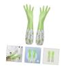 HAPINARY Thickened Fleece-lined Dish Washing Gloves for Kitchen Cleaning Winter Household Washing Gloves with Cuff Green Non-slip for Dishwashing and Home Cleaning view 2