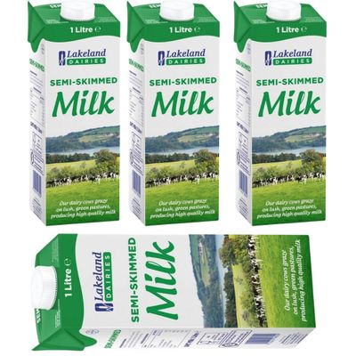 LAKE Semi-Skimmed Milk 1000 Mililiter x 4 Packs