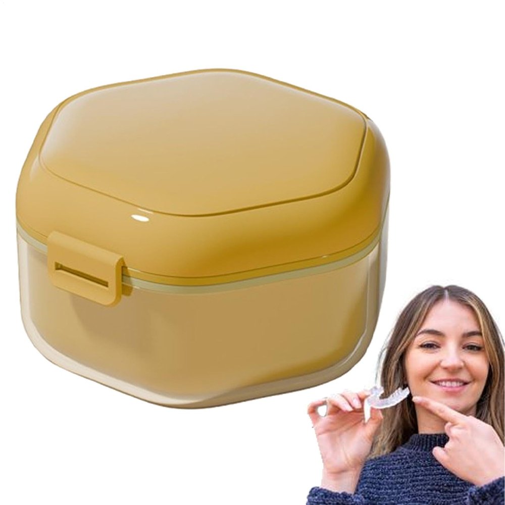 Denture Case - Mouth Guard Case, Leakproof Cleaning Container for False Teeth | Portable Retainer Storage Case, Denture Case