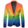 Mymyguoe Colourful Jacket Men's Suit Jacket New Year's Eve Party Performance Costume Colourful Outfit Carnival Rainbow Printed Blazer Outerwear Blazer New Year's Eve Coat Night Club Party Costume view 1