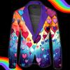 Mymyguoe Colourful Jacket Men's Suit Jacket New Year's Eve Party Performance Costume Colourful Outfit Carnival Rainbow Printed Blazer Outerwear Blazer New Year's Eve Coat Night Club Party Costume view 2