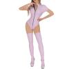 Zeiayuas Sexy Lingerie Set Women Naughty Cosplay Costume Outfit PU Leather Mini Dress Bodycon Ladies Bunny Girl Role Play Babydoll Zip Front Faux Leather Wet Look Clubwear Negligees for Valentines view 4