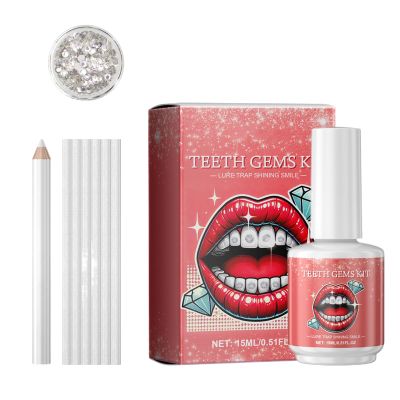 Colorful Gemstone Teeth Set Gemstone Set with Glue Tooth Kit Decoration Fashion Removable Teeth Ornaments for Men Women