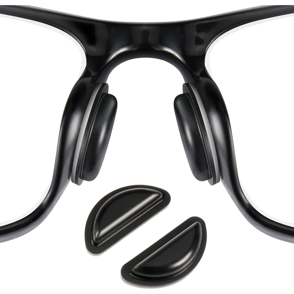 10 Pairs of Hollow Nose Pads for Glasses Silicone Glasses Nose Pads Self-Adhesive Non-Slip Glasses Nose Grips with Airbag Glasses Pads Self-Adhesive for Glasses Sunglasses Reading Glasses (Black)