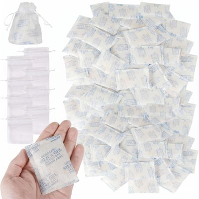 10Gram x 32Pcs Silica Gel Desiccant Packets with Organza Bags, Moisture Absorber Sachets for Wardrobe Shoes, High Efficiency Silicone Dehumidifier Sachets for Closets Keep Dry