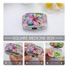Eye-catching Hawaiian Flowers Pill Organizer Cute Pill Box Decorative Metal Pill Case Portable Vitamin Organizer Travel Medicine Holder Mini Pill Storage Container for Purse view 4