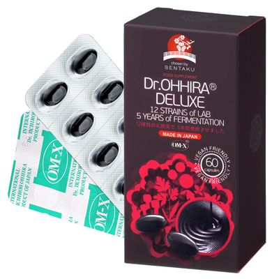 Dr. OHHIRADELUXE-100 Billion CFU-Gut Health Supplement-Probiotics,Prebiotics and Postbiotics - OM-X -5Yrs Fermentation of 12 Live Bacterial Cultures,14 Fruits, 60 Count (Pack of 1)
