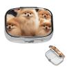 Pill Box Pomeranians Puppies Square Pill Case for Purse & Pocket 2 Compartment Medicine Pill Organizer Portable Travel Pillbox Medicine Vitamin Cod Liver Oil Storage Box view 1