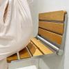 Shower Bench,Teak Shower Bench Folding Shower Seat Wall Mounted Waterproof Shower Stool Stainless Steel Thickened Bracket Down for Inside Shower (Standard Edition) view 3