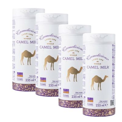 Natural Whole Camel Milk, Rich in Essential Nutrients, 235ml Pack of 4