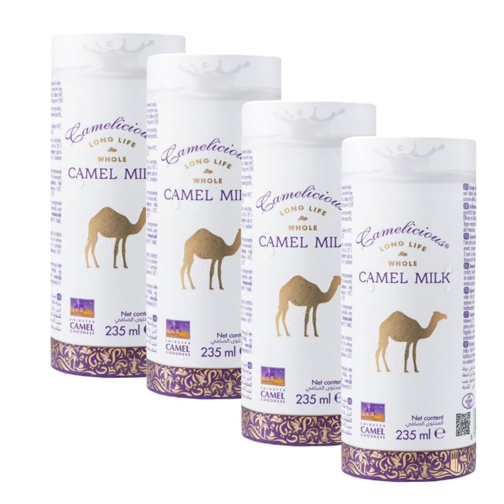 Natural Whole Camel Milk, Rich in Essential Nutrients, 235ml Pack of 4