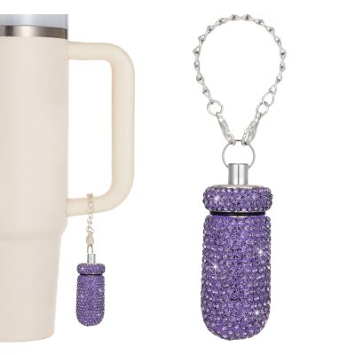 EveryBling Pill Holder for Tumbler with Handle Bling Stanley Cup Accessories Pill Organizer for Stanley & YETI & Simple Modern & BrMate (Purple)