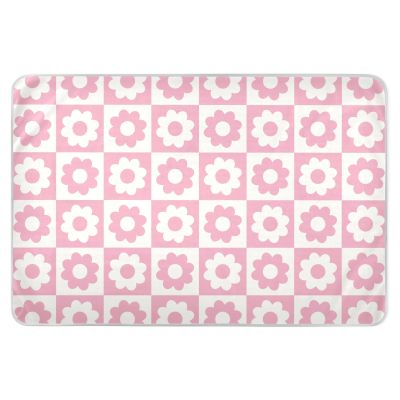 Extra Large Resuable Toddler Mattress Pads Plaid Check Flowers Peach Waterproof Washable Sheet Cover Underpads Slip-Resistant Pee Mats for Children Adults Pets 34" 52"