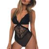 VYLYNL Negligee Lingerie Robe Women Sexy Lingerie Bodysuit Teddy Cut Out Deep V Floral Lace Underwear Split Cup Lingerie Womens Plus Size Sexy Lingerie Floral (Black, XXXL) view 1