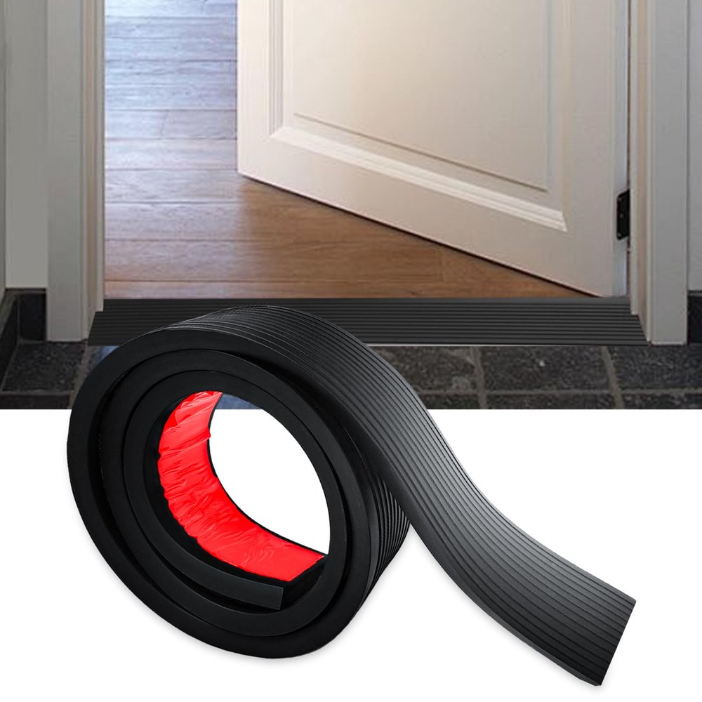 1 m x 8 cm x 2.0 cm Door Threshold Ramp, Maximum Load 800 kg, Rubber Ramp Self-Adhesive for 2.0 cm Height Difference, Door Threshold Wheelchair Ramp for Robot Vacuum Cleaner, Pram (Black, 2.0 cm Rise)