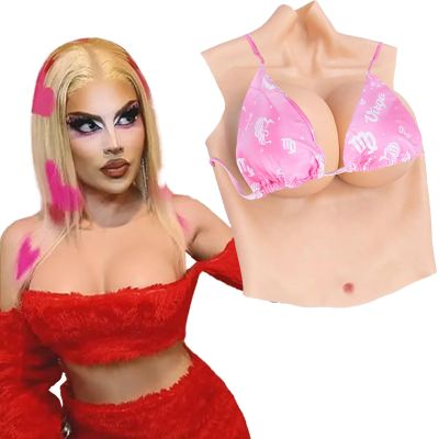 SUAFAXNG Silicone Breastplate Half Body C-H Cup Fake Breast Forms for Drag Queen Crossdressers Transgender Cosplay Silicone