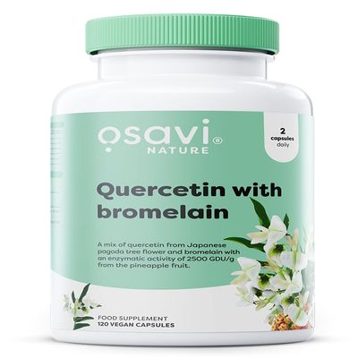 Osavi Quercetin with Bromelain 120 Vegan Capsules | FlaviPure Quercetin Extracted from Japanese Pagoda Tree & Bromelain from Pineapple | Supports Antioxidant Defense & Immune Health