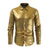 Glitter Shirt Men's 70s Outfit Sequins Top Metallic Shiny Casual Shirt Gold T-Shirt Sequins Shirt 70s Disco Party Costume, gold, L view 1