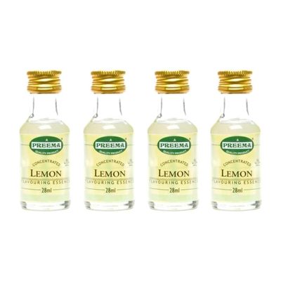 Lemon Flavouring Essence 4X28ml - Halal - Ideal for Baking, Cakes, Cookies, Boiled Sweets, Creams, Icing, and Fudge - Intensely Flavored with Just a Drop