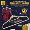 G4GADGET 10 Pack Cream Velvet Coat Hangers 41cm with Tie Bar - Non-Slip, Space-Saving, Durable Hangers for Clothes, Jackets, Suits, and Trousers - 360 Rotating Hook view 2