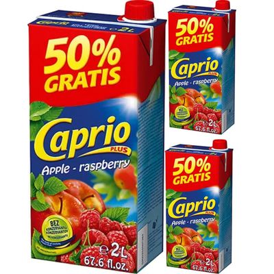 Caprio Raspberry & Apple Nectar Apple Drink Juice fruit juice 2000 Mililiter x 3 Pieces