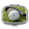Golf Ball Pill Box for Purse Pocket Small Square Pill Case Decorative Medicine Box Travel Medicine Tablet Case Vitamin Organizer Pill Container Holder Unique Gift view 1
