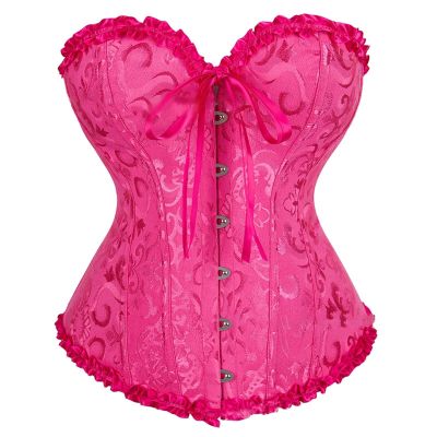 Vintage Corset Tops for Women Top Corsets Costumes Lingerie Bodyshaper Butt Body (Hot Pink, XXXXXXXL)