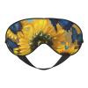 Yellow Sunflowers with Blue Butterflies Printed Sleep Mask for Women Men Light Blocking Eye Mask Soft Breathable Eye Cover view 1