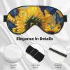 Yellow Sunflowers with Blue Butterflies Printed Sleep Mask for Women Men Light Blocking Eye Mask Soft Breathable Eye Cover view 4