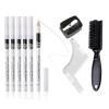 8 Pieces White Barber Pencil Set for Hairline Edge Tracing, Beard Shaping & Beard Outliner 6 Barber Pencils with Built-in Sharpener, Brush & Ruler for Precise Beard and Hairline Styling view 1
