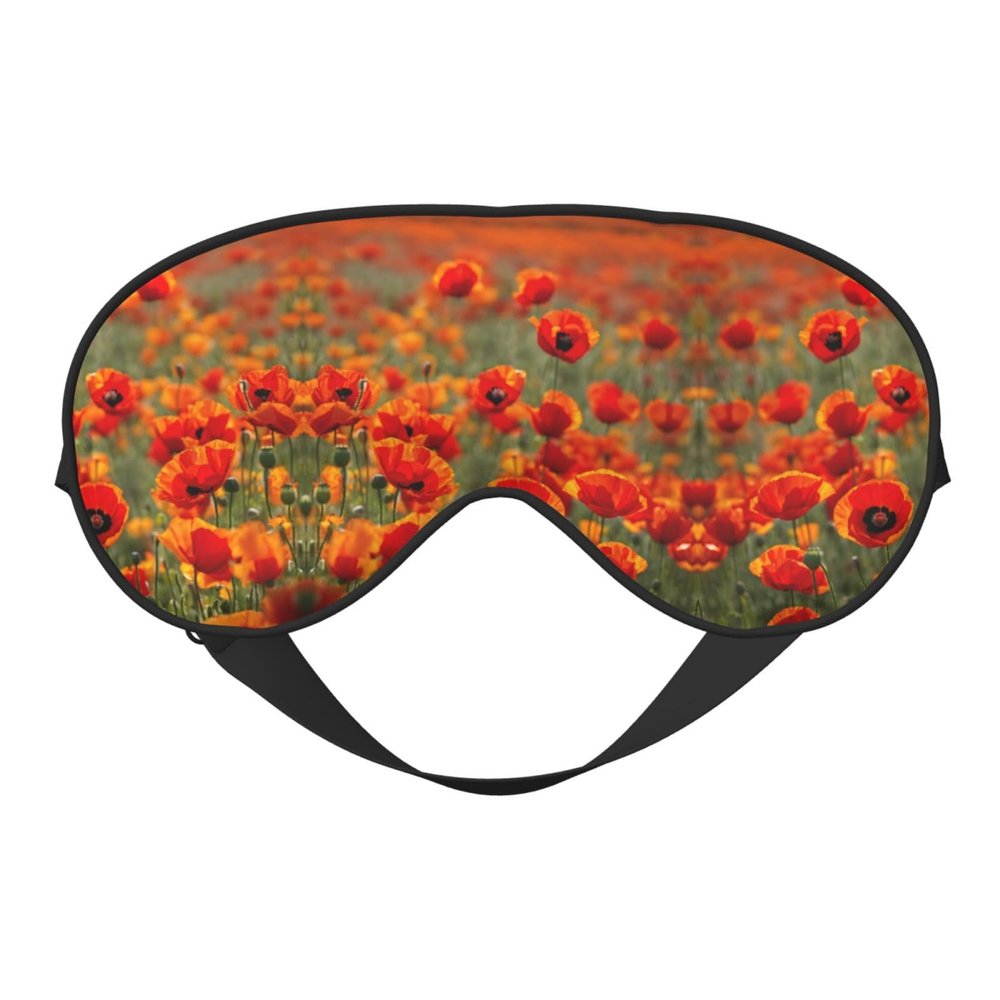 Poppy Print Double Sided Eye Mask Soft Eye Protection for Travel Night Sleep Mask for Men Women