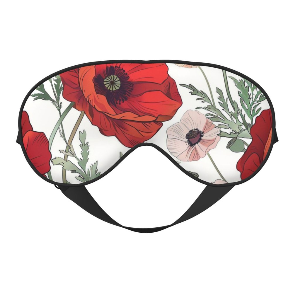 Flowers Pattern Printed Sleep Mask for Women Men Light Blocking Eye Mask Soft Breathable Eye Cover