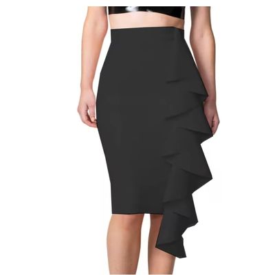 YGZHANYUANOKU Vinyl PVC Bandage Skirt, Laciness, Hobble, Wraps, Pencil, Lady, Office, Club, Party, Gothic, Customizable,Black,5XL
