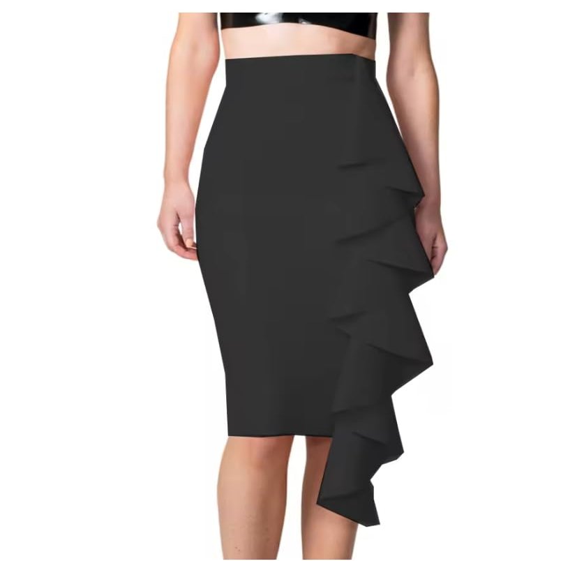 YGZHANYUANOKU Vinyl PVC Bandage Skirt, Laciness, Hobble, Wraps, Pencil, Lady, Office, Club, Party, Gothic, Customizable,Black,5XL