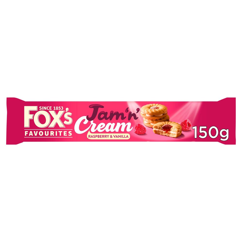 Biscuits Jam 'n' Cream Raspberry and Vanilla 150g (Pack Of 2) Tasty And Twisty "A symphony of flavors" Gift Hamper For Birthday,Christmas,Easter,New Year