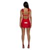 Forplay Women's Show Vinyl and Mesh Tulle Trim Chemise Lingerie Set-Red Nightgown, Medium view 2