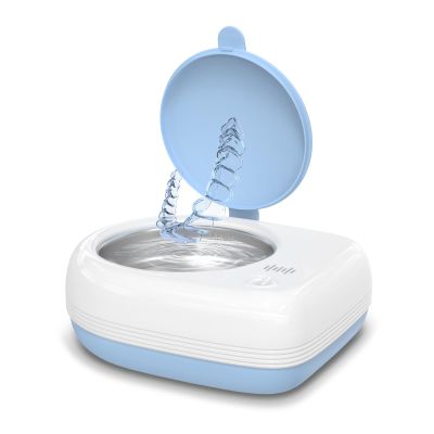 Wrklly Rechargeable Ultrasonic Retainer Cleaner Machine | 50kHz 1.9 inch Ultra-Thin Portable | Night Guard Aligners Jewelry |6pcs Cleaner Tablets Included | Quick & Deep Clean Modes | Oral Dental Care