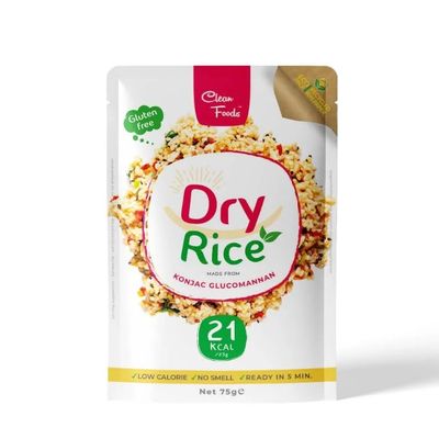 5 x CleanFoods 21 calories dried konjac rice I 75g I konjac shirataki glucomannan I odor-free l vegan I gluten and fat-free I ready in 5 minutes