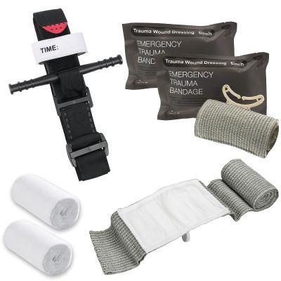 AQTAQ Tactical Tourniquet, 6" Israeli Bandage, Elastic Bandage, 12m Skimmed Gauze, First Aid Procedure to Control Blood Loss, Emergency Bandage Tourniquet