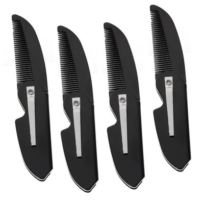 ASAKKURA 4pcs Folding Comb Beard Shape Comb for Men Household Use Men Beard Tool