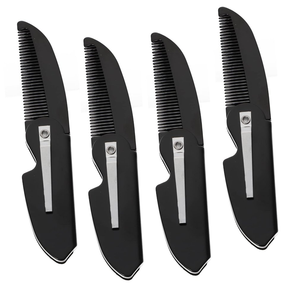 ASAKKURA 4pcs Folding Comb Beard Shape Comb for Men Household Use Men Beard Tool