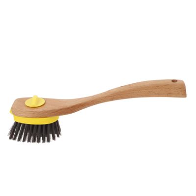 MOLUCKFU Wood Long Handle Pot Brush for Kitchen Cleaning Ergonomic Handle and Efficient Cleaning, Suitable for Bowls and Dishes, Non-stick Oil Brush for Pots and Cookware