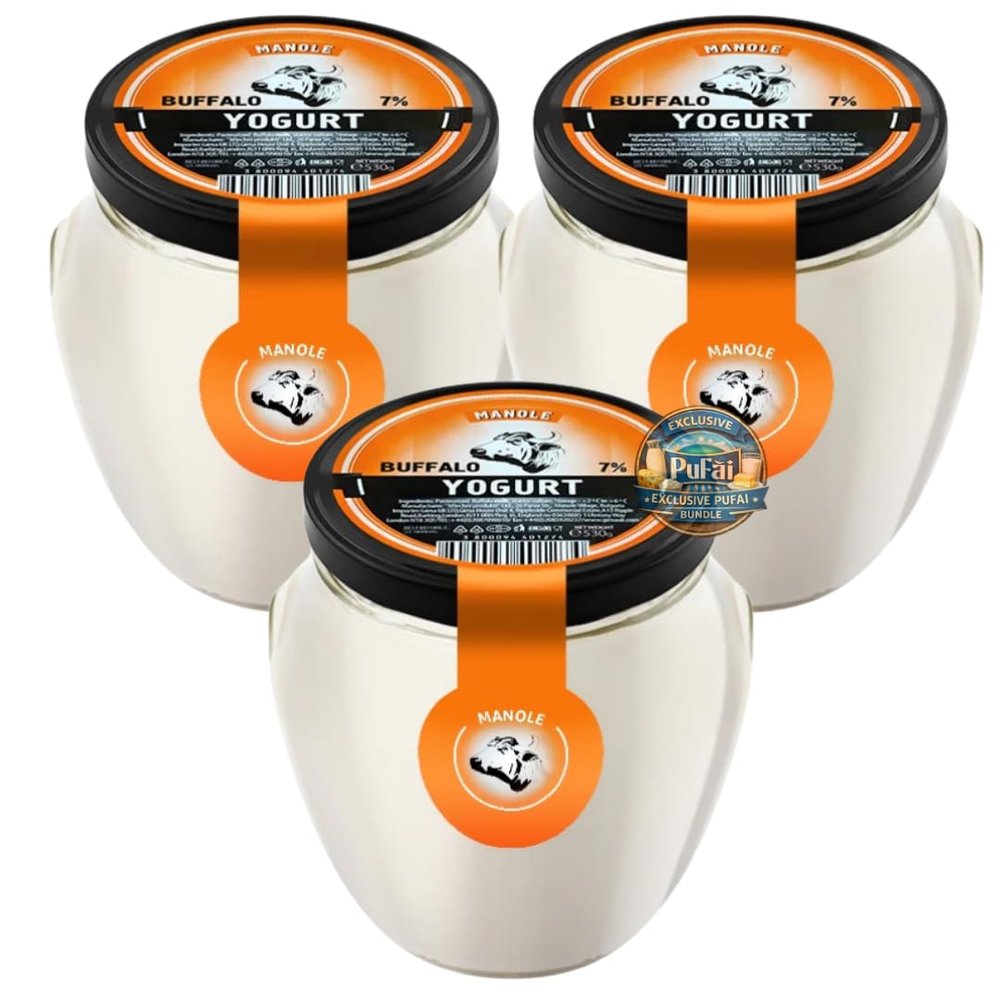 PUFAI Bundle Buffalo Yoghurt 7% Fat 530g x 3 Creamy Yoghurt, Thick Texture, Breakfast & Cooking Use