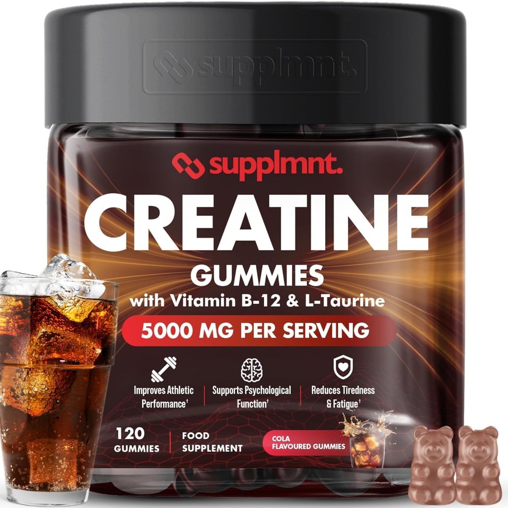 Supplmnt. Creatine Gummies 5000mg 120ct Max Strength Muscle Growth/Recovery Supplements for Men & Women Creatine Monohydrate, B12 & L-Taurine Chewable Gummies, 1 Month Supply (Cola)