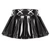 XINLIANYI Womens Wet Look Patent Leather Pleated Mini Skirt Cross Lace-up Ribbon Invisible Zipper Shorts Miniskirt Rave Party Clubwear,Pink, L view 4